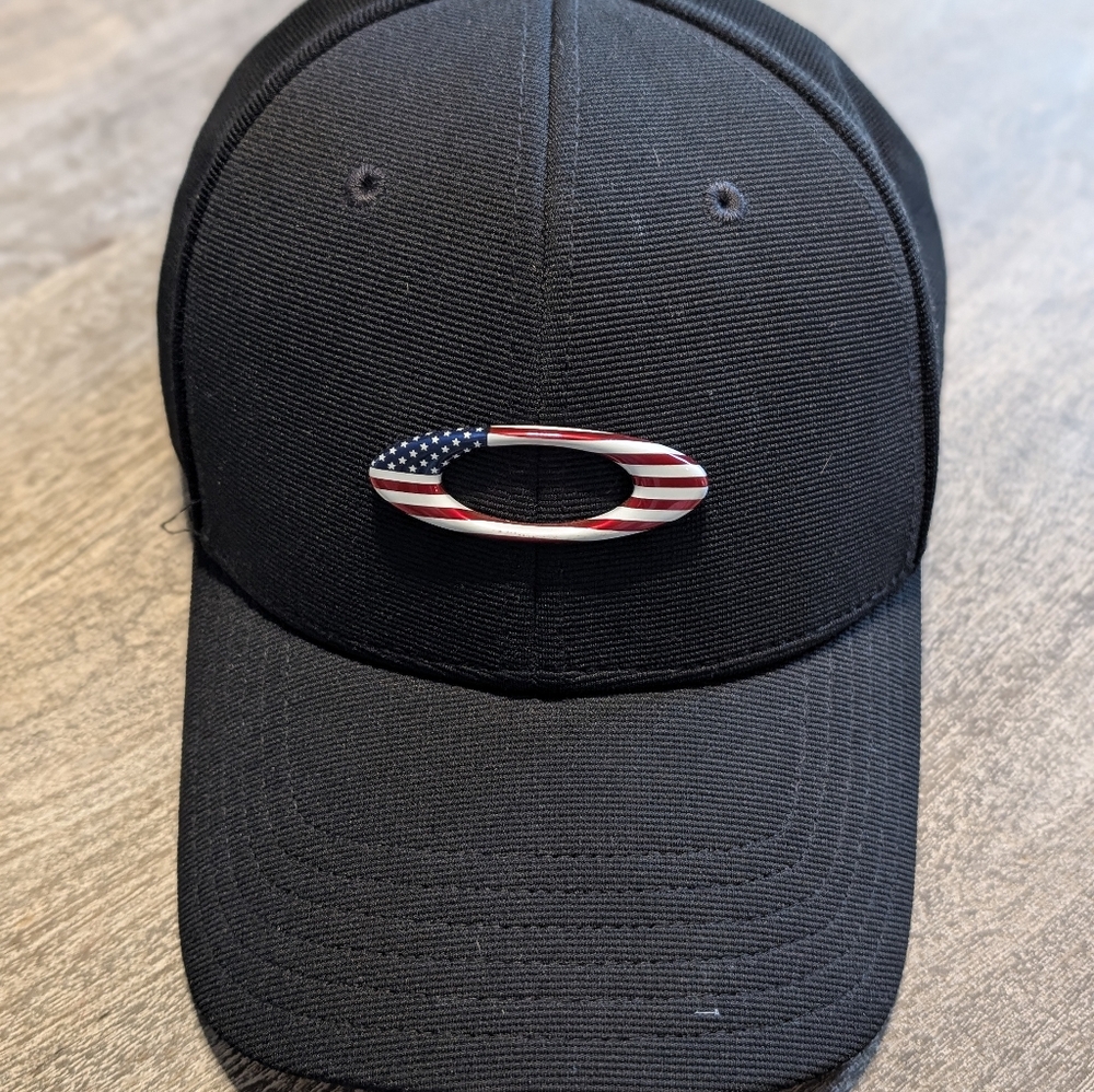 Oakley Black Cap with American Flag Emblem